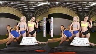 Возбужденное трио в спортзале получает жесткую кардионакачку на твоем большом хуе - порно видео